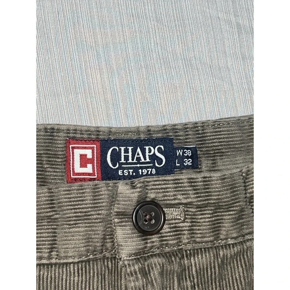 Chaps Corduroy Pants men's Flat Front 38w 32L Dark Brown Utility Pockets Nice Cp